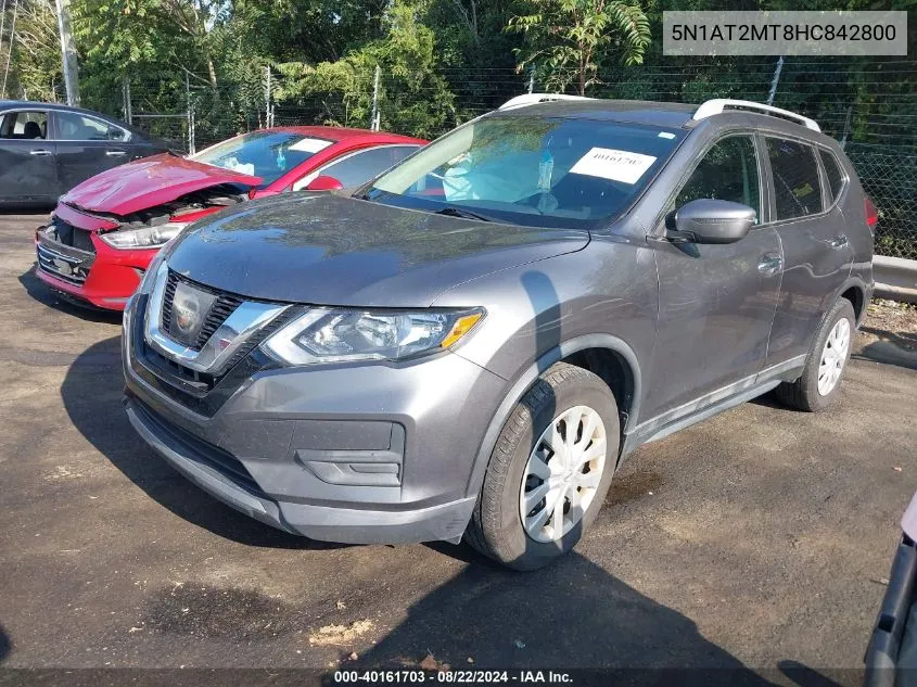 2017 Nissan Rogue S VIN: 5N1AT2MT8HC842800 Lot: 40161703