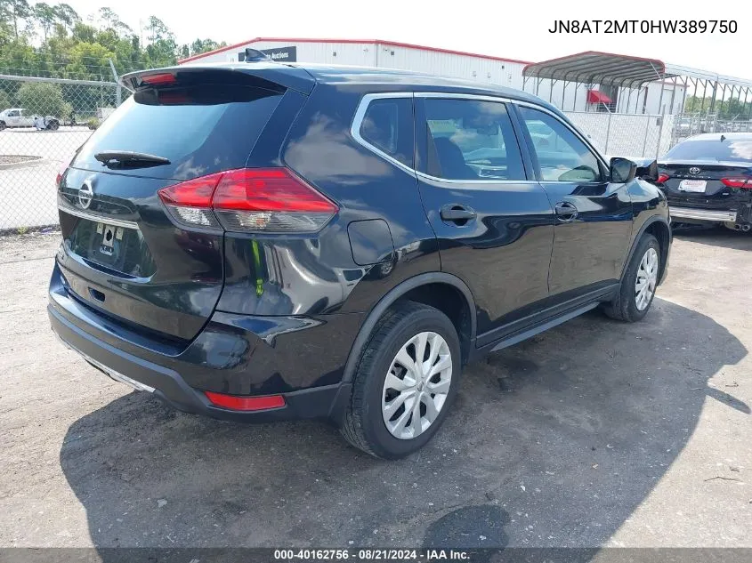 2017 Nissan Rogue S/Sl/Sv VIN: JN8AT2MT0HW389750 Lot: 40162756