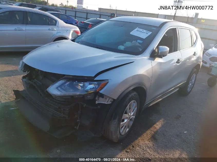 2017 Nissan Rogue S VIN: JN8AT2MV4HW000772 Lot: 40164470