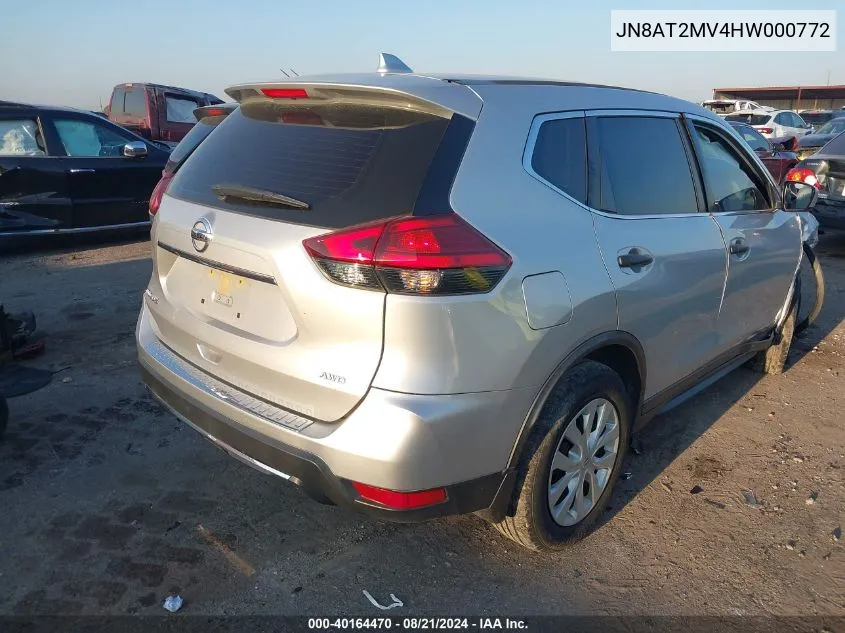 2017 Nissan Rogue S VIN: JN8AT2MV4HW000772 Lot: 40164470