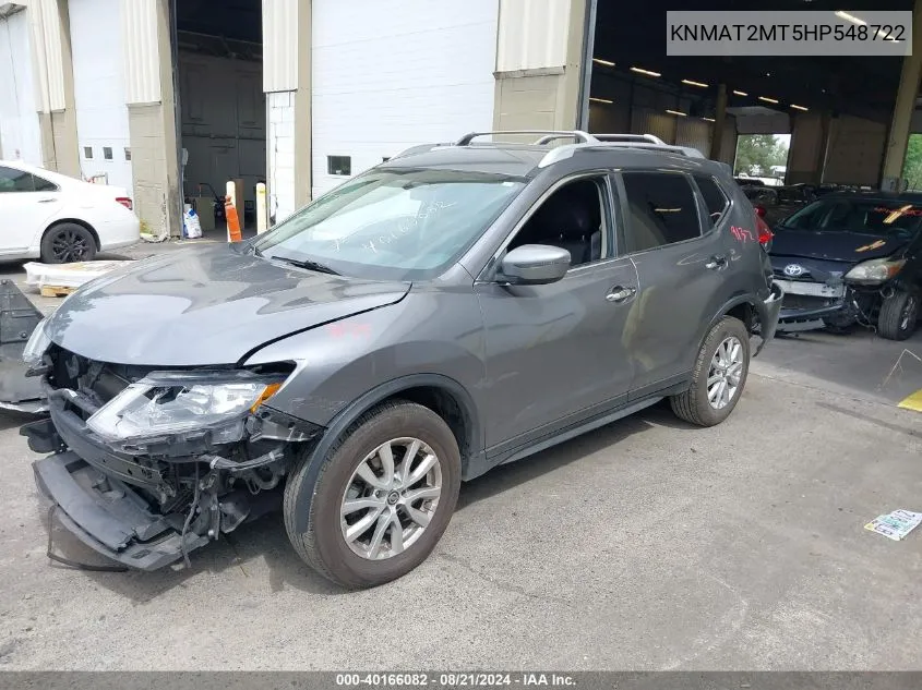 2017 Nissan Rogue S/Sv VIN: KNMAT2MT5HP548722 Lot: 40166082