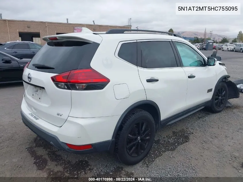 2017 Nissan Rogue Sv VIN: 5N1AT2MT5HC755095 Lot: 40170998