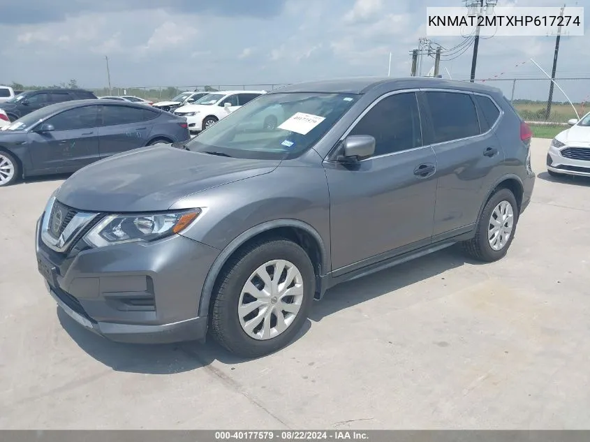 2017 Nissan Rogue S VIN: KNMAT2MTXHP617274 Lot: 40177579