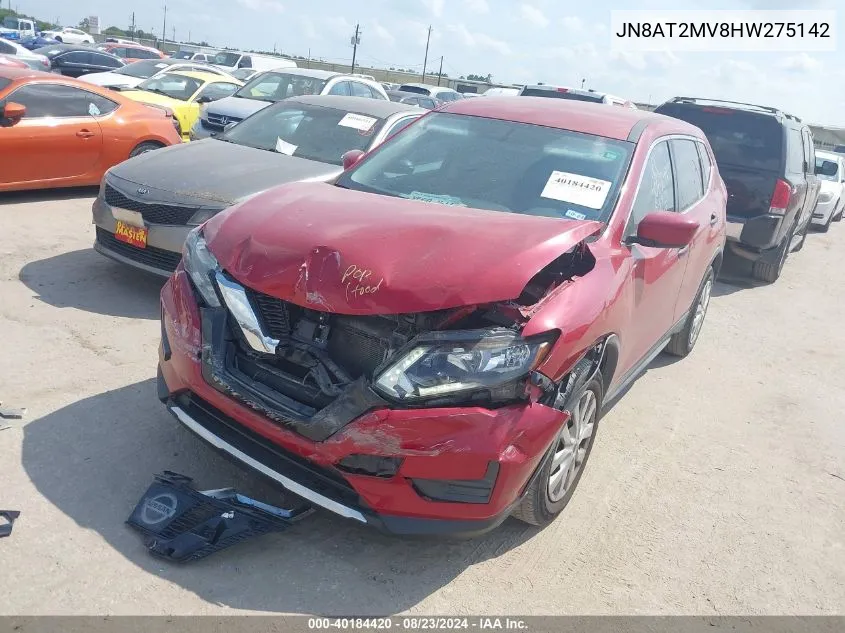 2017 Nissan Rogue S VIN: JN8AT2MV8HW275142 Lot: 40184420