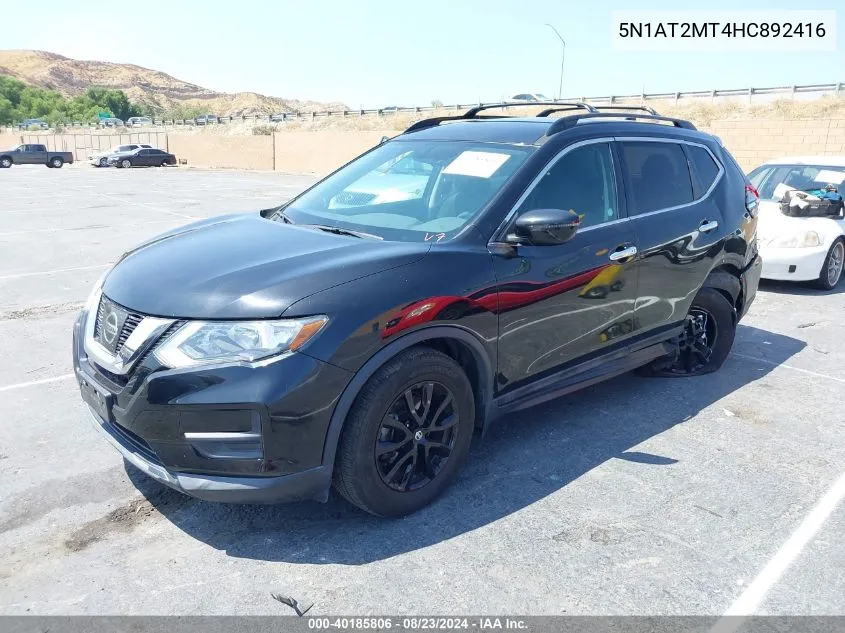 2017 Nissan Rogue Sv VIN: 5N1AT2MT4HC892416 Lot: 40185806