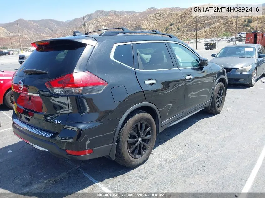 2017 Nissan Rogue Sv VIN: 5N1AT2MT4HC892416 Lot: 40185806