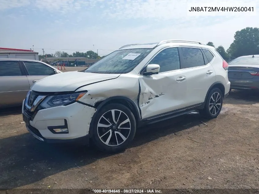 2017 Nissan Rogue Sl VIN: JN8AT2MV4HW260041 Lot: 40194645