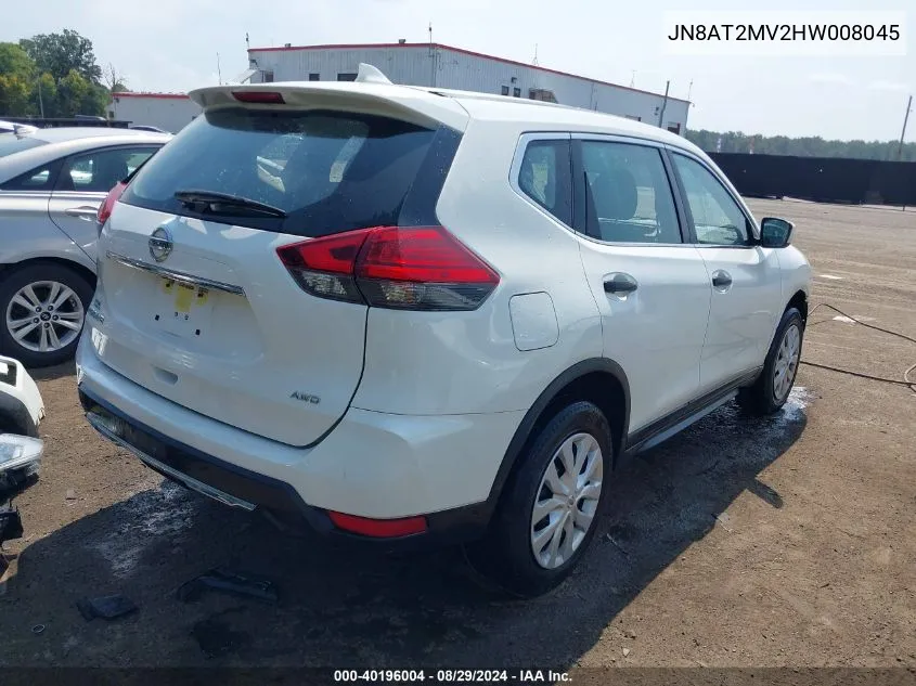 2017 Nissan Rogue S VIN: JN8AT2MV2HW008045 Lot: 40196004