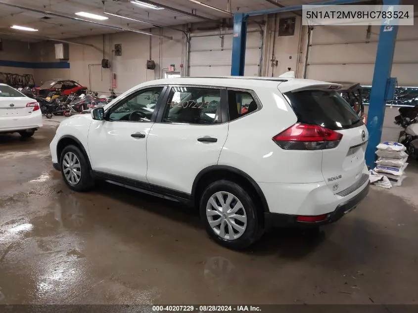 2017 Nissan Rogue S VIN: 5N1AT2MV8HC783524 Lot: 40207229