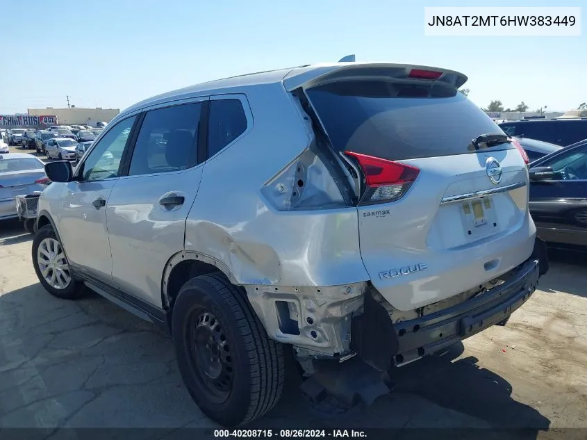 2017 Nissan Rogue S VIN: JN8AT2MT6HW383449 Lot: 40208715