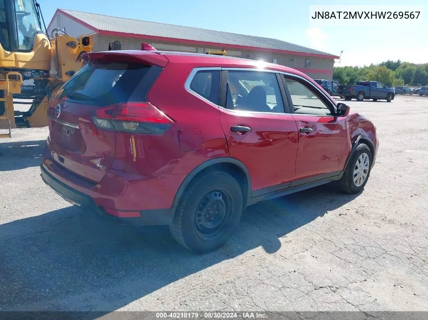 2017 Nissan Rogue S VIN: JN8AT2MVXHW269567 Lot: 40218179