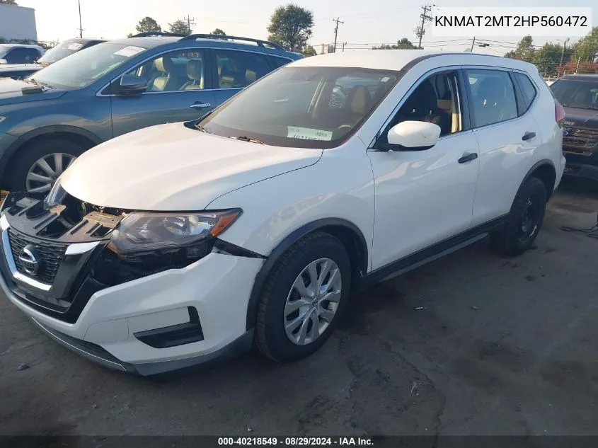 2017 Nissan Rogue S VIN: KNMAT2MT2HP560472 Lot: 40218549