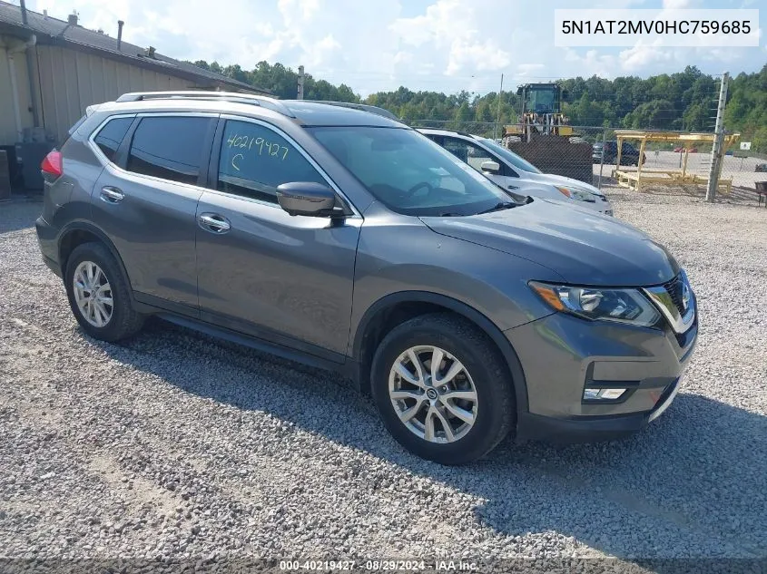 2017 Nissan Rogue Sv VIN: 5N1AT2MV0HC759685 Lot: 40219427