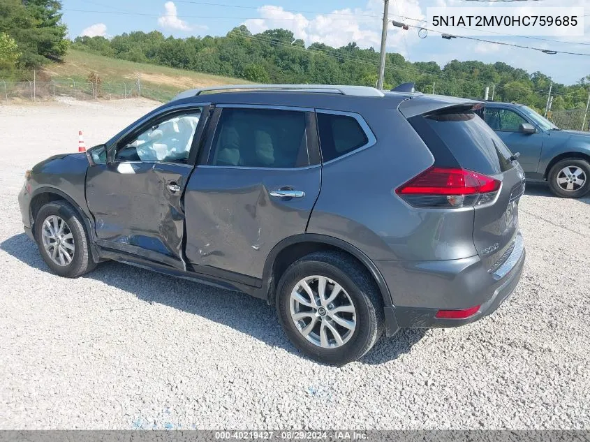 2017 Nissan Rogue Sv VIN: 5N1AT2MV0HC759685 Lot: 40219427