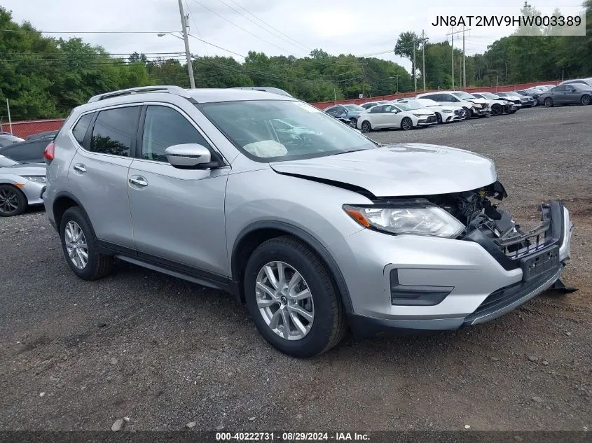 2017 Nissan Rogue Sv VIN: JN8AT2MV9HW003389 Lot: 40222731