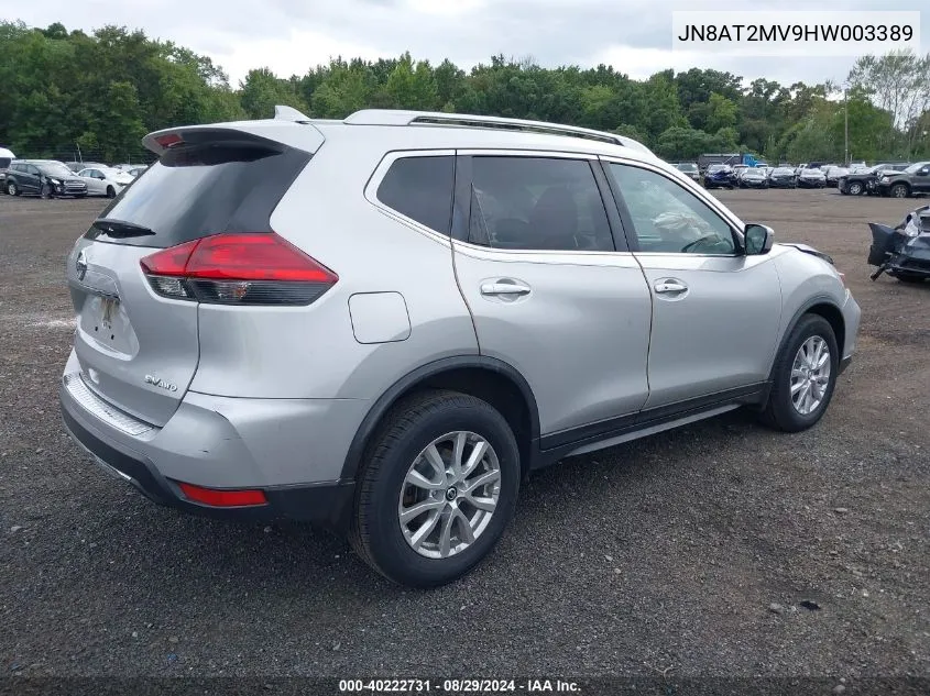 2017 Nissan Rogue Sv VIN: JN8AT2MV9HW003389 Lot: 40222731