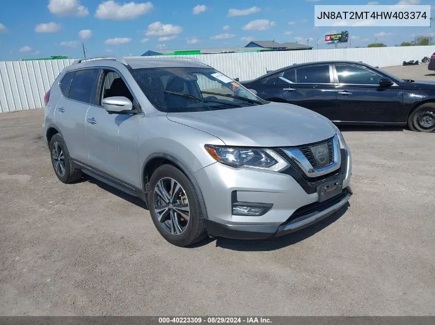 2017 Nissan Rogue Sl VIN: JN8AT2MT4HW403374 Lot: 40223309