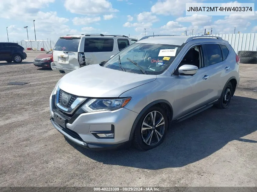 2017 Nissan Rogue Sl VIN: JN8AT2MT4HW403374 Lot: 40223309