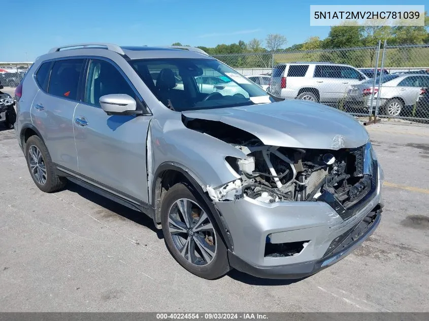 2017 Nissan Rogue Sl VIN: 5N1AT2MV2HC781039 Lot: 40224554