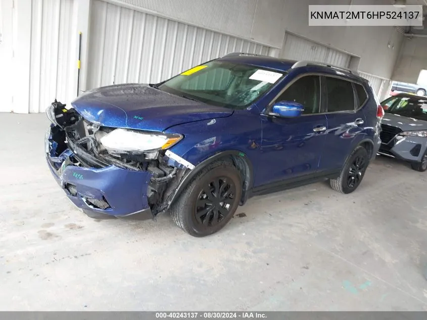 2017 Nissan Rogue S VIN: KNMAT2MT6HP524137 Lot: 40243137