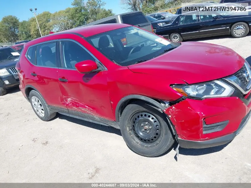 2017 Nissan Rogue S VIN: JN8AT2MT2HW394786 Lot: 40244687