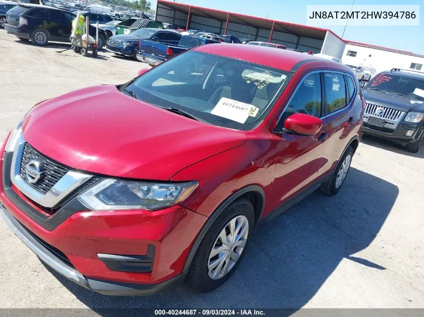 2017 Nissan Rogue S VIN: JN8AT2MT2HW394786 Lot: 40244687