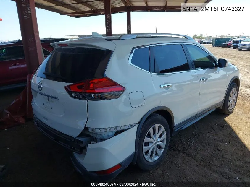 2017 Nissan Rogue S VIN: 5N1AT2MT6HC743327 Lot: 40246374