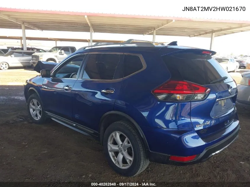 2017 Nissan Rogue Sl VIN: JN8AT2MV2HW021670 Lot: 40282848