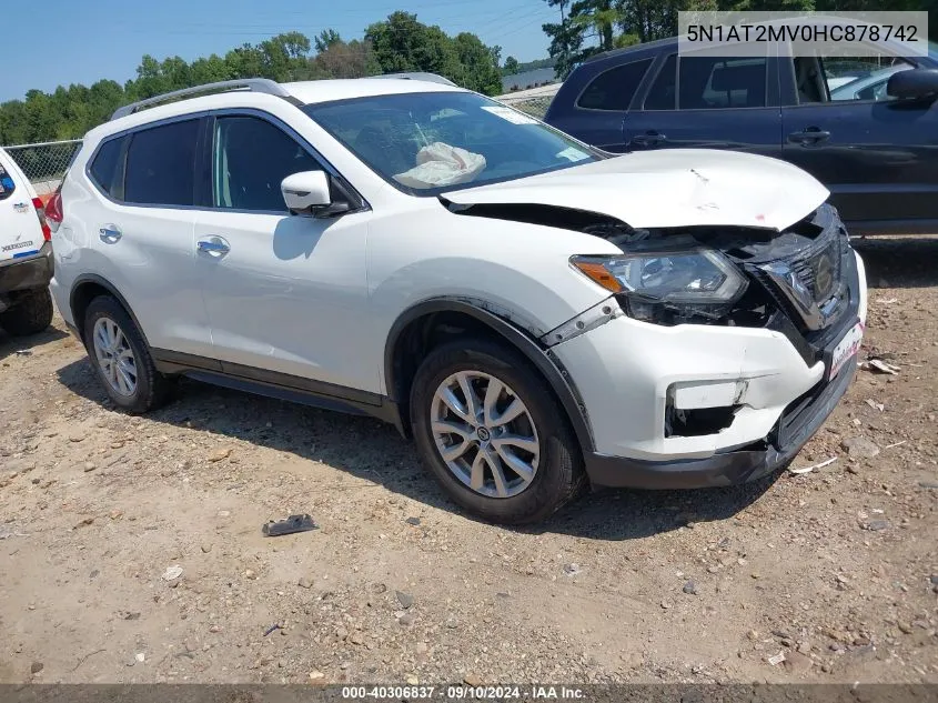 2017 Nissan Rogue Sv VIN: 5N1AT2MV0HC878742 Lot: 40306837