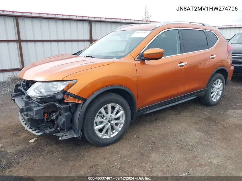 2017 Nissan Rogue Sv VIN: JN8AT2MV1HW274706 Lot: 40337407