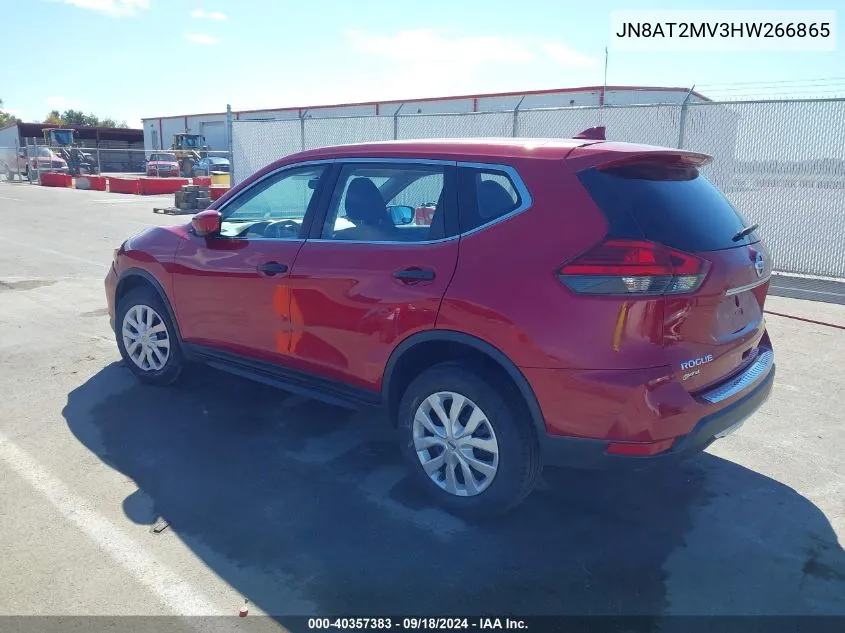 2017 Nissan Rogue S VIN: JN8AT2MV3HW266865 Lot: 40357383