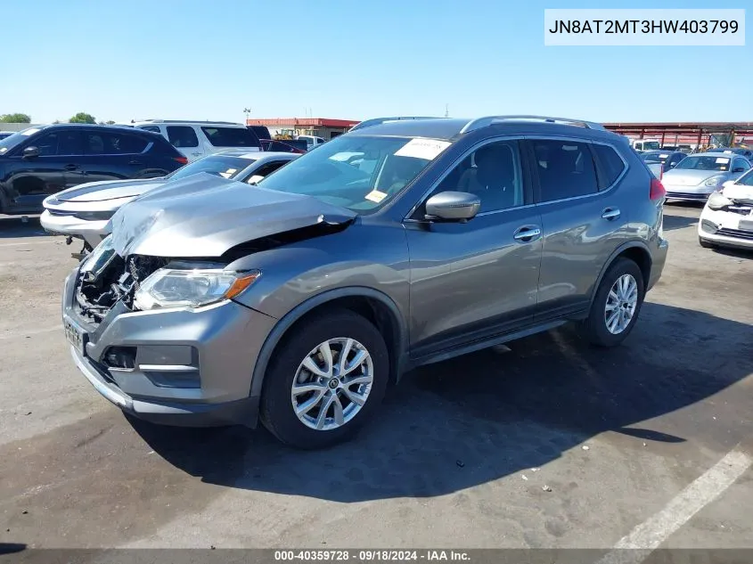 2017 Nissan Rogue Sv VIN: JN8AT2MT3HW403799 Lot: 40359728