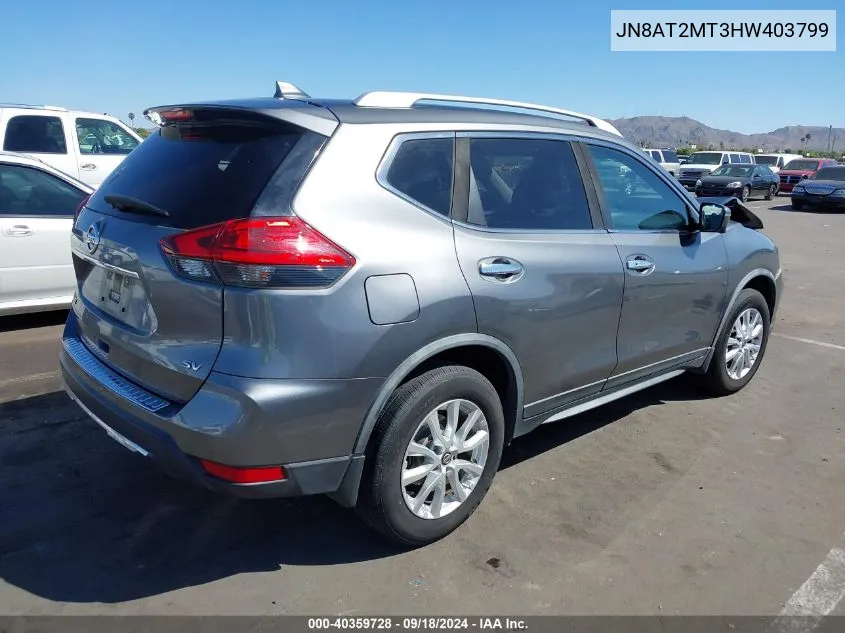 2017 Nissan Rogue Sv VIN: JN8AT2MT3HW403799 Lot: 40359728