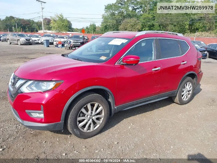 2017 Nissan Rogue Sv VIN: JN8AT2MV3HW259978 Lot: 40364302