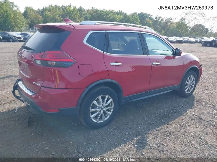 JN8AT2MV3HW259978 2017 Nissan Rogue Sv