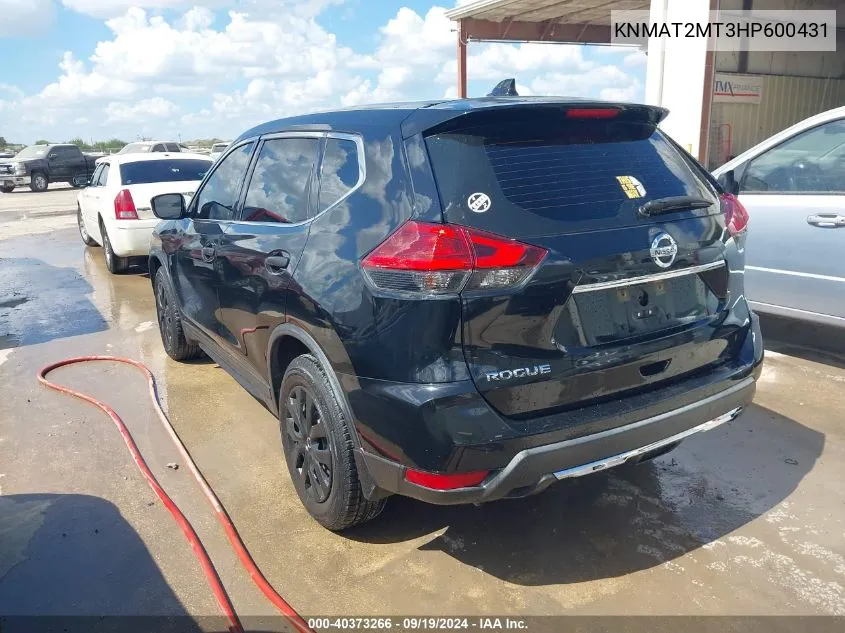 2017 Nissan Rogue S VIN: KNMAT2MT3HP600431 Lot: 40373266