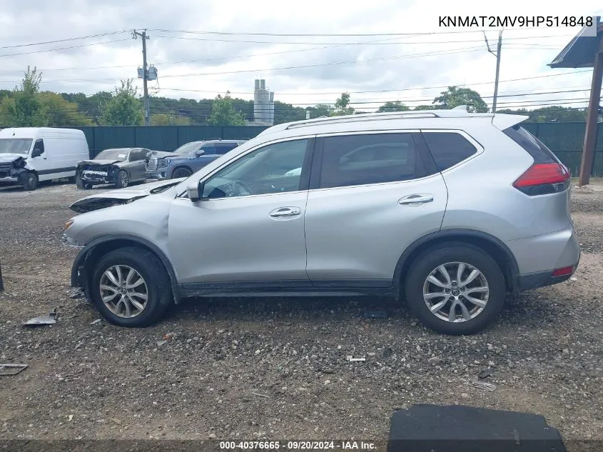 2017 Nissan Rogue Sv VIN: KNMAT2MV9HP514848 Lot: 40376665