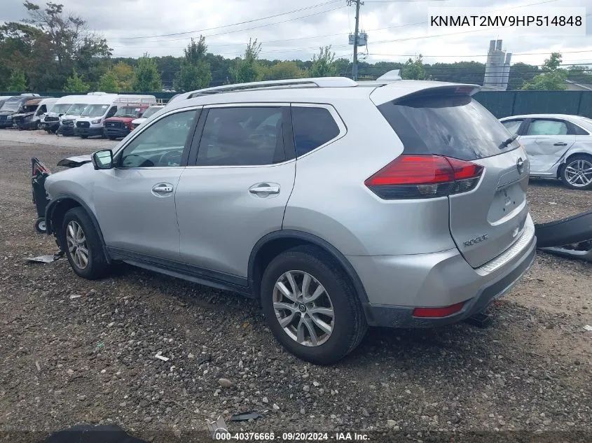 2017 Nissan Rogue Sv VIN: KNMAT2MV9HP514848 Lot: 40376665