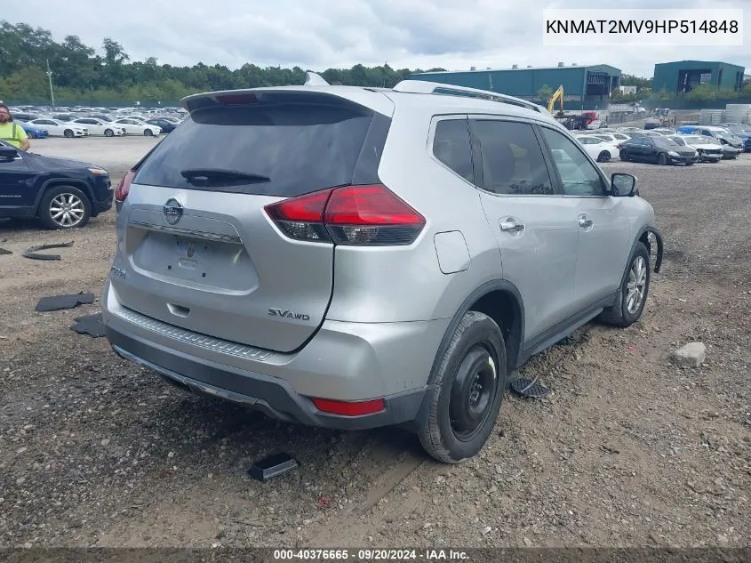 2017 Nissan Rogue Sv VIN: KNMAT2MV9HP514848 Lot: 40376665