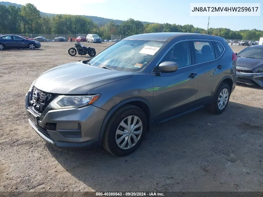 2017 Nissan Rogue S VIN: JN8AT2MV4HW259617 Lot: 40380543