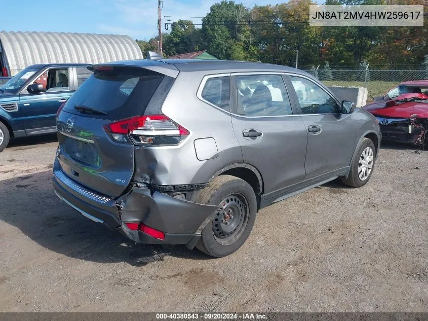 2017 Nissan Rogue S VIN: JN8AT2MV4HW259617 Lot: 40380543