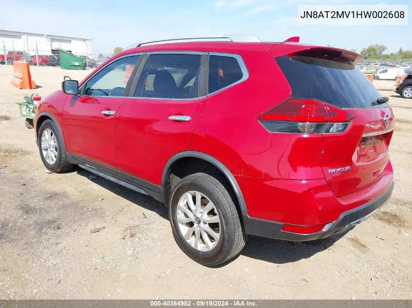 2017 Nissan Rogue Sv VIN: JN8AT2MV1HW002608 Lot: 40384952