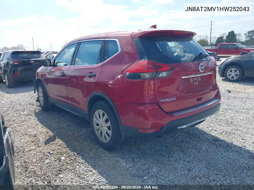 2017 Nissan Rogue S VIN: JN8AT2MV1HW252043 Lot: 40392294