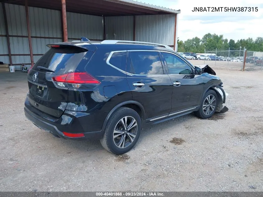 2017 Nissan Rogue Sl VIN: JN8AT2MT5HW387315 Lot: 40401868