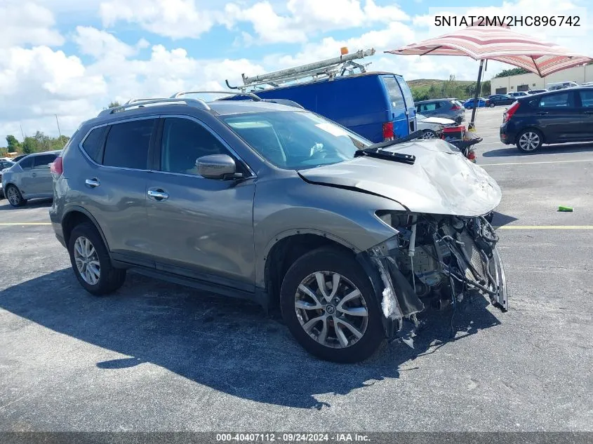 2017 Nissan Rogue Sv VIN: 5N1AT2MV2HC896742 Lot: 40407112