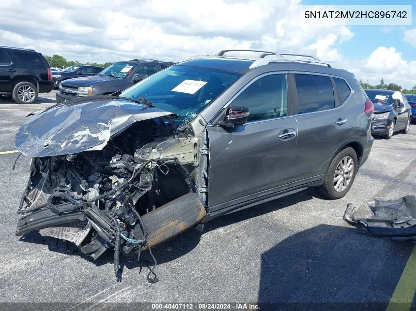 2017 Nissan Rogue Sv VIN: 5N1AT2MV2HC896742 Lot: 40407112