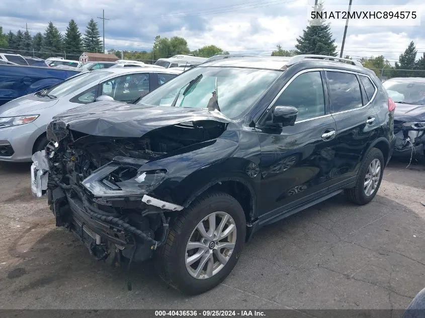 2017 Nissan Rogue Sv VIN: 5N1AT2MVXHC894575 Lot: 40436536