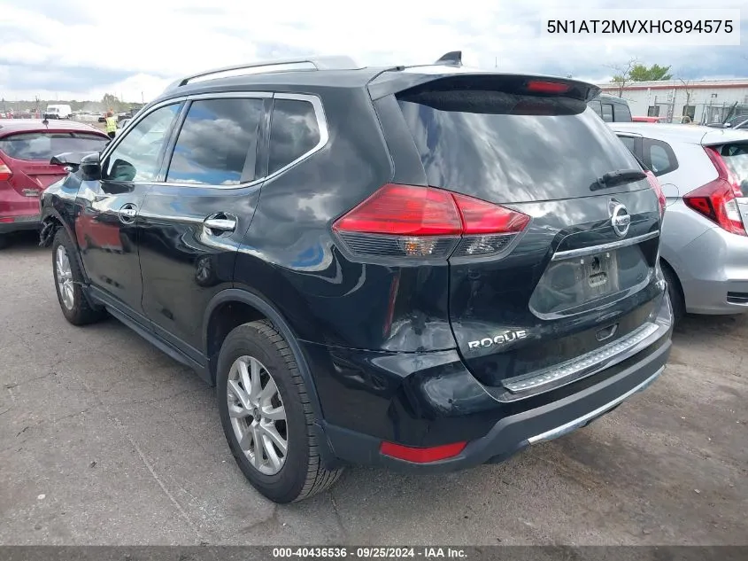 2017 Nissan Rogue Sv VIN: 5N1AT2MVXHC894575 Lot: 40436536