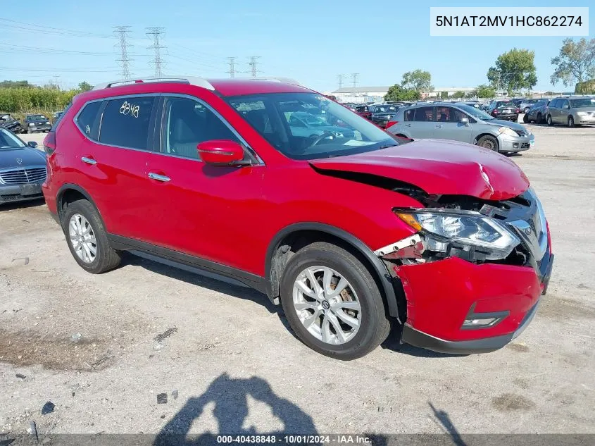 2017 Nissan Rogue Sv/Sl VIN: 5N1AT2MV1HC862274 Lot: 40438848