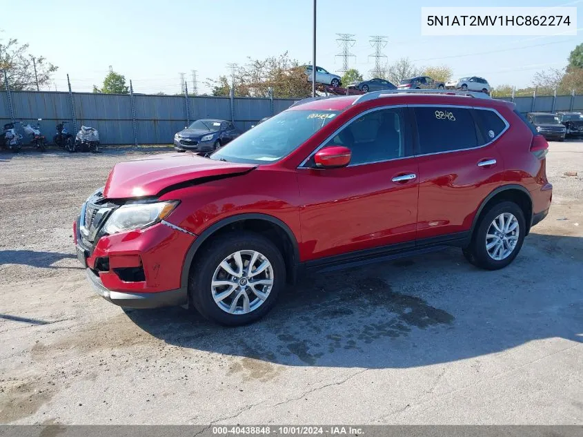 2017 Nissan Rogue Sv/Sl VIN: 5N1AT2MV1HC862274 Lot: 40438848